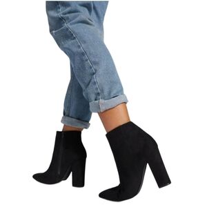 Block heel booties  ankle boots black suede size 8
